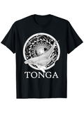 Men's T-Shirt Tonga Ornamental Circle With Majestic Whale Swimming In Decorative Ocean