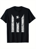 Men's T-Shirt Vintage Distressed White Star With Grunge Stripes Graphic T Shirt