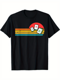 Men's T-Shirt Vintage Rainbow Lines With Mahjong Tiles Under Red Sun