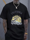 Men's T-Shirt California West Coast Sunset With Vintage Classic Car