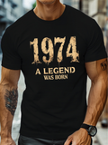 Men's T-Shirt 1974 A Legend Was Born Distressed Vintage Typography With Retro Style Numbers