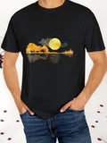 Men's T-Shirt Golden Autumn Night Reflections With Full Moon Over Calm Lake
