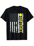Men's T-Shirt Yellow Grunge Flag With Softball Elements Vertical Softball