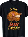 Men's T-Shirt Im The Sassy Turkey Vibrant Feathered Pattern With Playful Autumn Colors Turkey