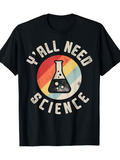 Men's T-Shirt Yall Need Science Retro Sunset With Chemistry Flask Science