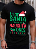 Men's T-Shirt Dear Santa Festive Green And Red Christmas Hat With Holiday Lettering Shirt
