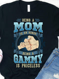 Men's T-Shirt Being A Mom Is An Honor Gammy Is Priceless Fist Bump With Retro Vintage Hand