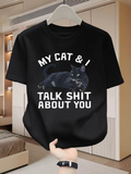 Men's T-Shirt My Cat And I Relaxed Black Cat Resting Calmly Cat