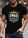 Men's T-Shirt Made In 1965 All Original Parts Aged To Perfection Lettering With Ornamental Flourish Accents T Shirt