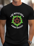 Men's T-Shirt We Witch You Merry Solstice Wreath With Green Leaves And Red Berries Pentagram