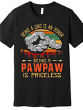 Men's T-Shirt Being A Dad Is An Honor Sunset Silhouette With Fist Bump Among Colorful Stripes Forest Pawpaw