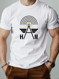 Men's T-Shirt Radiowaves With Bold Black Design And Letter A Antenna HAM