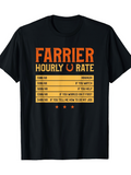 Men's T-Shirt Farrier Hourly Rate Funny Work Chart Design With Star Accents Horseshoe Icon