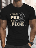 Men's T-Shirt Cartoon Fish With Bold Letters And Classic Short Sleeve Statement T Shirt