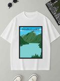 Men's T-Shirt Diablo Lake Green Hills Around Serene Blue Mountain Lake