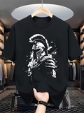 Men's T-Shirt Bold Splatter Art With Monochrome Accents Ancient Warrior Helmet