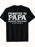 Men's T-Shirt Promoted To Papa Established Letters With White Vintage Stars Papa