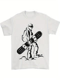 Men's T-Shirt Mountain Explorer With Backpack And Snowy Terrain Featuring A Brave Snowboarder
