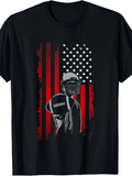 Men's T-Shirt Grungy American Flag With Football Player Front And Center