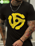 Men's T-Shirt Vintage Worn Yellow Vinyl Adapter Logo Centered On Classic Tee