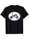 Men's T-Shirt Classic Monochrome Emblem With Retro Mini Bike Illustration Motorcycle