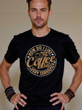 Men's T-Shirt How Do I Like Coffee With Vintage Badge Design Coffee Cup