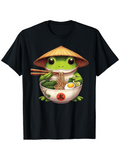 Men's T-Shirt Adorable Frog Enjoying Noodles In A Delicious Ramen Bowl