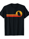 Men's T-Shirt Retro Sunset With Silhouetted Owl Among Orange And Yellow Stripes Owl