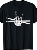 Men's T-Shirt Bone Fingers Holding Wooden Drumsticks Skeleton Hand