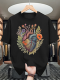 Men's T-Shirt Botanical Elements Flowing Around A Realistic Human Heart