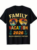 Men's T-Shirt Family Vacation 2026 Colorful Palms Reflected On Sunglasses