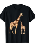 Men's T-Shirt Golden Brown Giraffes Standing Together In Calm Natural Ambiance Giraffe