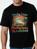 Men's T-Shirt Family Cruise Colorful Sunset Ocean With Palm Trees And Ship