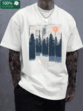 Men's T-Shirt Sunset Over Pine Trees In Tranquil Misty Forest