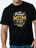 Men's T-Shirt Proud Mom Of A 2025 Graduate With Gold Stars Graduation Cap Diploma