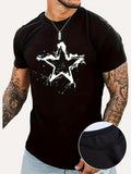 Men's T-Shirt Splattered Artistic Brush Strokes On Bold Central White Star