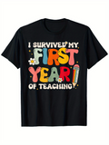 Men's T-Shirt I Survived My First Year With Daisies And Colorful Pencil