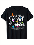 Men's T-Shirt The Lord Is My Shepherd Colorful Butterflies With Inspirational Christian Lettering T Shirt