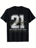 Men's T-Shirt Vintage Awesome Since 2004 Bold Text With Distressed Silver Number Shirt