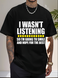Men's T-Shirt I Wasnt Listening Classic Bold Letters With Yellow Graphic Stripes Black Tshirt