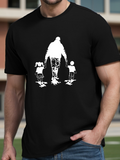 Men's T-Shirt Urban Silhouette With Children Holding Hands Walking Together