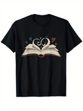 Men's T-Shirt Colorful Floating Hearts With Open Pages Forming A Book