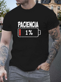 Men's T-Shirt Low Battery Patience Drain Symbol On Black Shirt