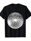 Men's T-Shirt Shiny Reflections With Tiny Squares Surrounding The Silver Disco Ball