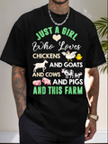 Men's T-Shirt Just A Girl Who Loves Chickens Goats Cows Pigs And This Farm Animals