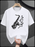 Men's T-Shirt Flowing Melodies With Music Notes Adorning A Saxophone