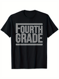 Men's T-Shirt Checkered Bold Typography With Framed Borders Fourth Grade