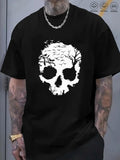 Men's T-Shirt Leafless Trees Among Crumbling Silhouette Shaped Skull