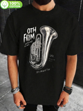 Men's T-Shirt Oth Frm Bold Handwritten Style Letters With Metallic Shaded Brass Instrument Tuba