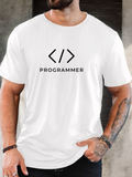 Men's T-Shirt Minimalist Coding Symbol And Plain Text With Programmer